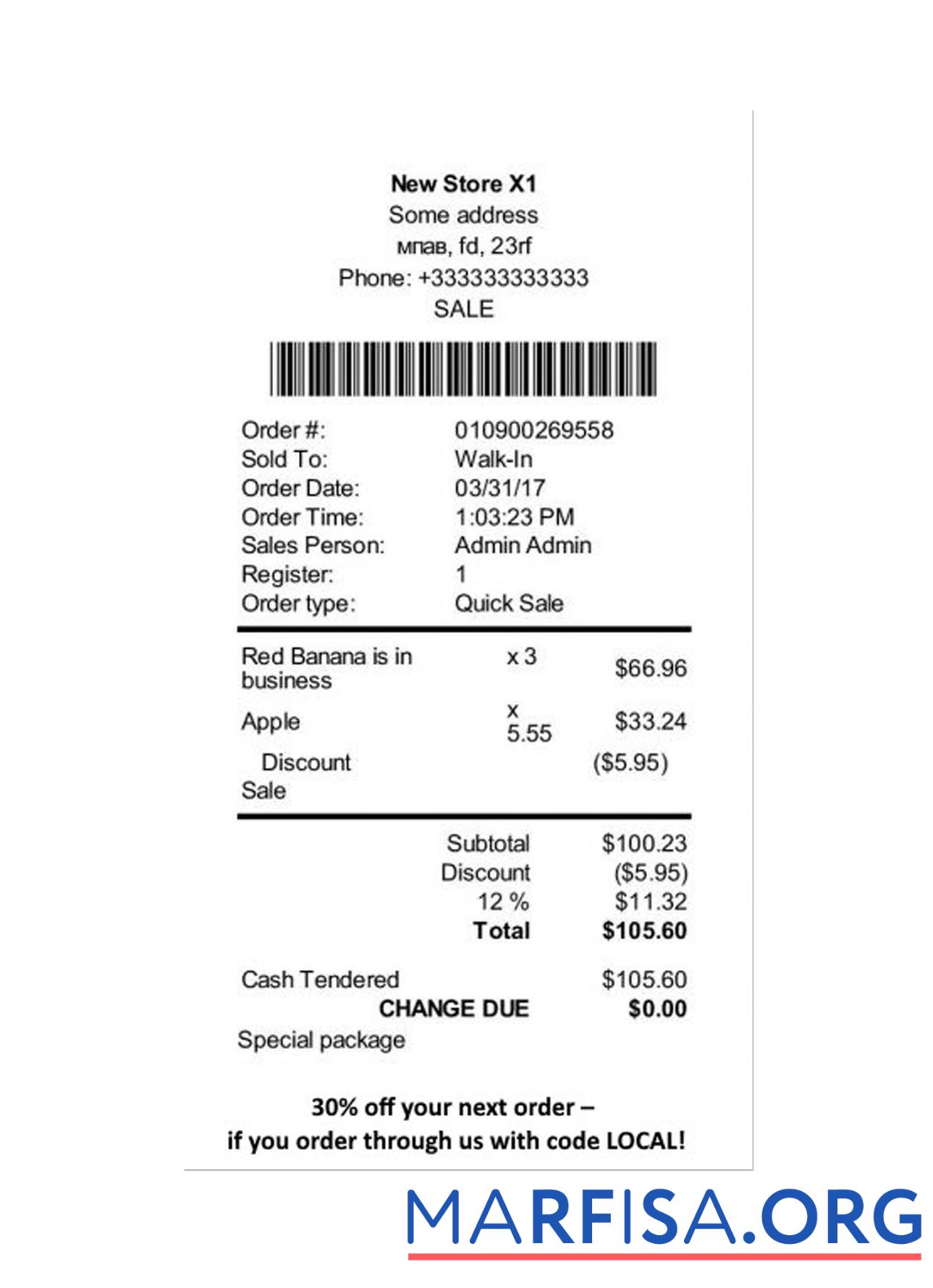 Blank NEW STORE payment receipt template
